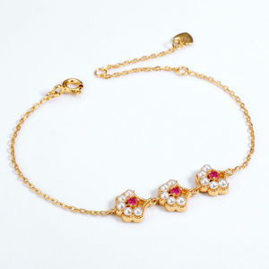 Pearl Ruby Bracelet Women Jewelry Flower Bracelet